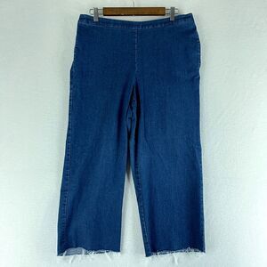 Alfred Dunner Womens Pants Blue Size 14 (33x23) High Rise Elastic Waist Frayed